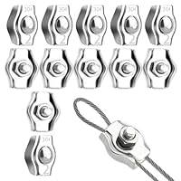 M2 Drahtseilklemme, 12 Stück Seilklemme, 304 Edelstahl Seilklemmen, Drahtklemme für 2mm Stahlseil Drahtseil Wäscheleinenspanner Markise Fixiert