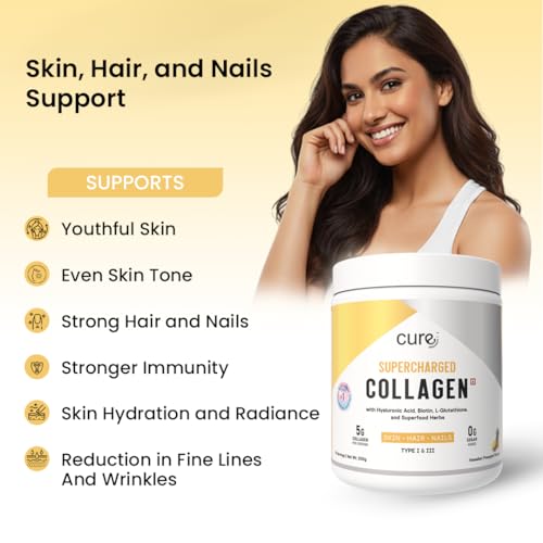 Image of Supercharged Collagen Powder 200g | Type I and III Collagen Peptides with Biotin L-Glutathione Sea Buckthorn | Skin Hair Nails Support | Pineapple | Men and Women | 25 Servings