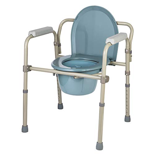 CO-Z Silla Portátil con Inodoro Capacidad de 140 kg Silla de WC o Inodoro para Mayores Silla Orinal para Minusválidos Discapacitados Ancianos (Sin Asiento Extraíble)