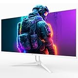 CRUA 34 Inch 120Hz 21:9 WFHD 2560 x 1080 IPS Ultra Wide Gaming Monitor with Built-in Speakers, Supports AMD FreeSync, 120% sRGB, DP1.4 and HDMI1.4, Wall Installation, White - Image 2