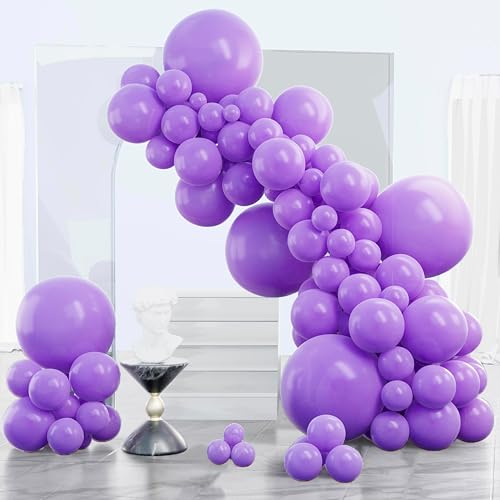 Image of PartyWoo Purple Balloons 140 pcs Different Sizes of 18 12 10 5 Inch Purple Balloon Arch Kit Garland for Birthday Graduation Engagement Wedding Bachelorette Bridal Shower Party Decorations Purple-Y15