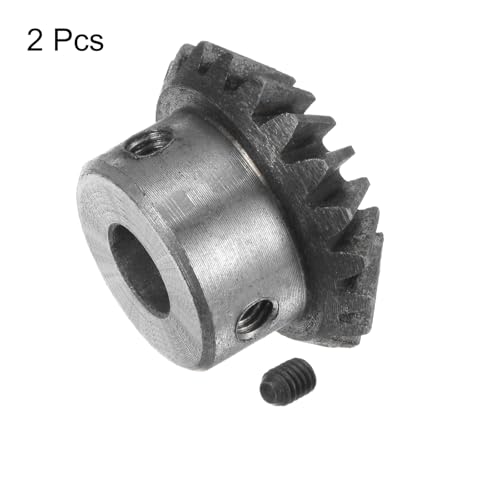 Image of HARFINGTON 2pcs Bevel Gear 1M 20 Teeth 10mm Shaft Hole 1:1 Tapered Bevel Pinion Gear 45# Steel 1.5 Module 90 Degree Steering Gear, for Hardware Mechanical Rotation