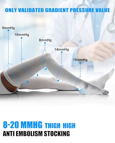 Image of TED Hose Compression Stockings for Women & Men,Anti Embolism Knee-High | Thigh High Compression Socks with Inspection Hole,15-20mmHg Medical Compression Hose,Unisex White