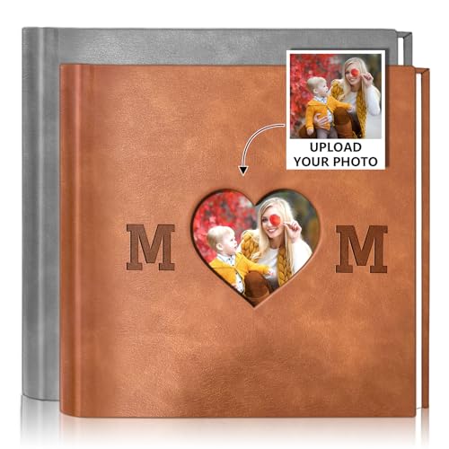 Custom Leather Photo Book for Mom - Personalized Picture Album - Upload Your Own Photos - 6x6, 8x8, 10x10 Inch - Mother’s Day Gift from Daughter Son