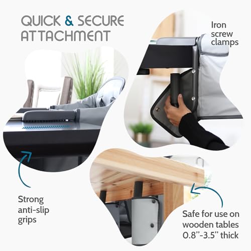 Image of Elegant Faux Leather Hook On High Chair for Table - Clip On High Chair to Table, Portable High Chair for Travel, High Chairs for Babies Clip On High Chair that Attaches to Tables