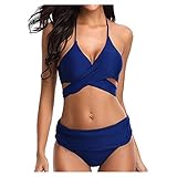 Fulltime® Bikini Femmes Bikini sous-vêtements Femmes, Femmes Push up Soutien-Gorge rembourré Bikini Floral Ensemble Maillot de Bain Maillot de Bain bain43(Marine,S)