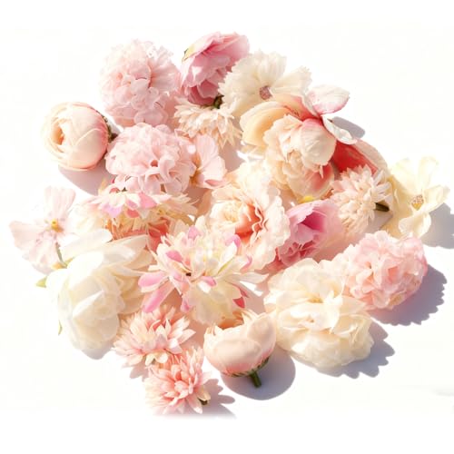 21 Pcs Fleur Artificielle Deco, Têtes de Fleurs Artificielles Decoration, 4-8 cm Rose Fausse Fleur en Tissu pour Bricolage Artisanat Fête de Mariage...