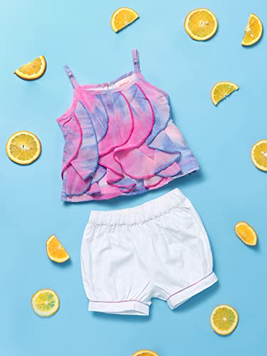 Image of Nautinati Baby Girls Printed Strappy Tiered Top with Shorts Clothing Set | Age 0-3 Years