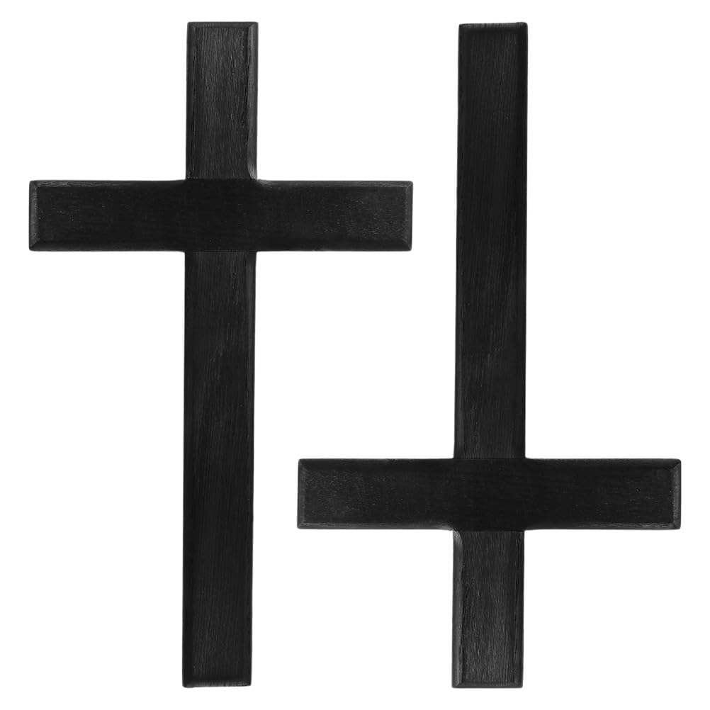 BESPORTBLE Set di 2 Croci in Legno da Appendere Alla Parete, Nere, per Decorazioni per La Casa, Matrimoni, Feste, Meditazione, Religione Cristiana E Spirituale.