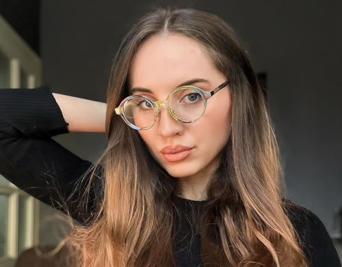 Image of VOOGLAM Round Blue Light Glasses for Women Anti Eyestrain Dry Eyes UV Computer Phone TV Eyewear Dylan