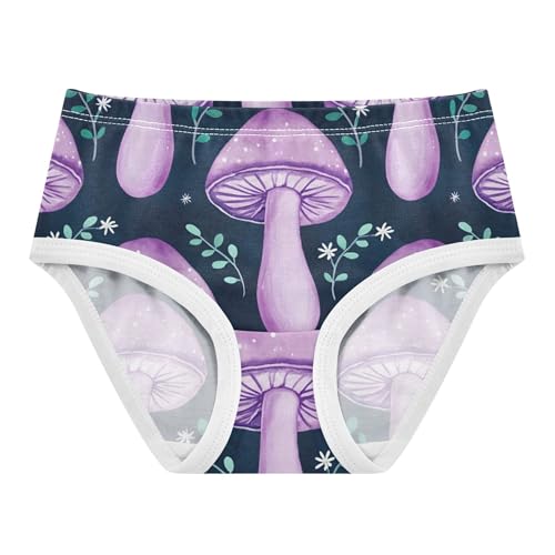 Whimsical Purple Mushrooms Dark Girl Panties Cute Toddler Underwear Floral Cotton Designer Briefs Undies Kids 2t