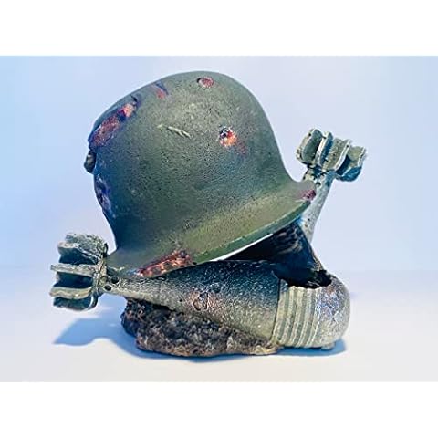 Mezzaluna Gifts 14 cm Helmet Wreck with Torpedo Destroyed Aquarium Ornament Cover