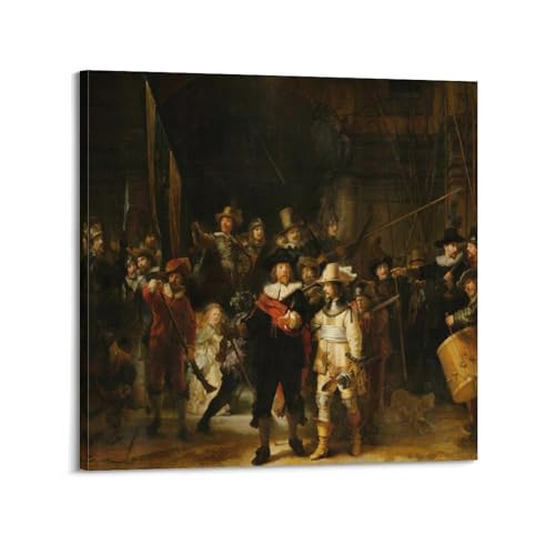 The Night Watch Rembrandt impression sur toile haute définition - Art mural 50x50cm