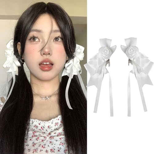 2 Pcs Bow Flower Hair Clip Lolita Gothic Bowknot Ribbon miniatura 1