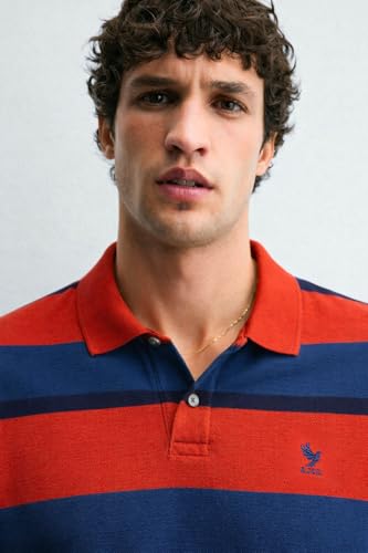 Image of Alan Jones Clothing Men's Striped Polo T-Shirt | Cotton Casual Collar Tee | Regular Fit Short Sleeve