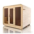 TaTalife 4-8Person Outdoor Square Sauna, Canadian Hemlock Outdoor Sauna,8 KW ETL Harvia Heater, Recliner, Porch,Waterprrof System, Double Reinforcement Relaxing Spa Experience