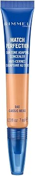 Rimmel London Match Perfection Light Coverage Blendable Liquid Concealer, 040 Classic Beige, 7 ml