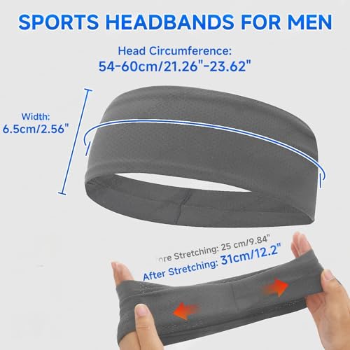 Image of Sweat Headbands for Men,6 Pack Workout Sports Hairband for Gym, Ideal for Fitness,Running,Cycling,Hike