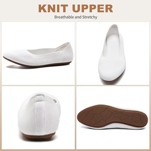 Image of Puxowe Women's Ballet Flats Breathable Knit Slip On Comfortable Round Toe Walking Shoes with Arch Support Insole for Work