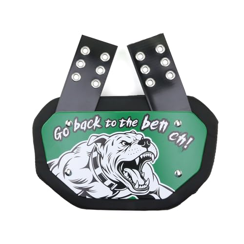 Runxrocy Football Backplate for Shoulder Pads Durable QB Spine Protector Lightweight Adjustable Back Plate for Football Fits Most Should Pads for Youth & Adult Green Dog (Youth ( Age Under 12 ))