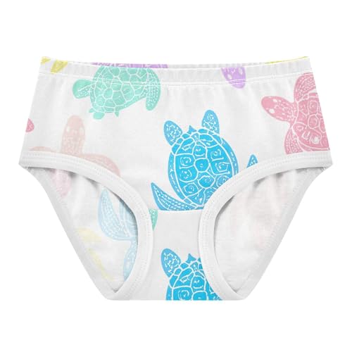 Pastel Sea Turtles White Girl Panties Cute Toddler Underwear Floral Cotton Cartoon Briefs Girls Undies 2t