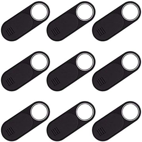 ZOOKYO 9 Webcam Cover Slide for Laptop with White Ring Indicator When Open, Ultra Thin, Online Security, Camera Cover Sticker for MacBook or Any Laptop, 3M Adhesive, Upgraded Model, 9-Pack, Black