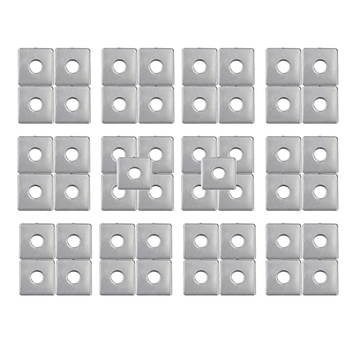 Suprwin M12 304 Stainless Steel Square Plate Washers Set, Fastener Hardware Flat Pad Spacer Gasket Square Nut, 1/2"(Id) * 2" *2"(Od) *1/8"(Thk) (M12-50Pcs, Square) #TOP15