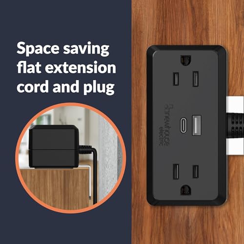 Newhouse Electric Enchufe con USB de 1250 vatios NHCP-001, Receptáculo con puertos USB y resistente a manipulaciones, Puerto USB Tipo A y Tipo C, Multitoma para mejoras del hogar miniatura 5