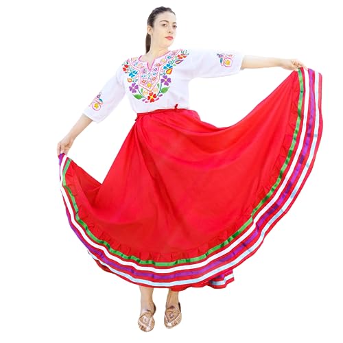 Authentic Mexican Skirt for Women Traditional Made by Original Mexican Artisans in Guerrero Folklorico Dress folklorico Skirt - Main Image