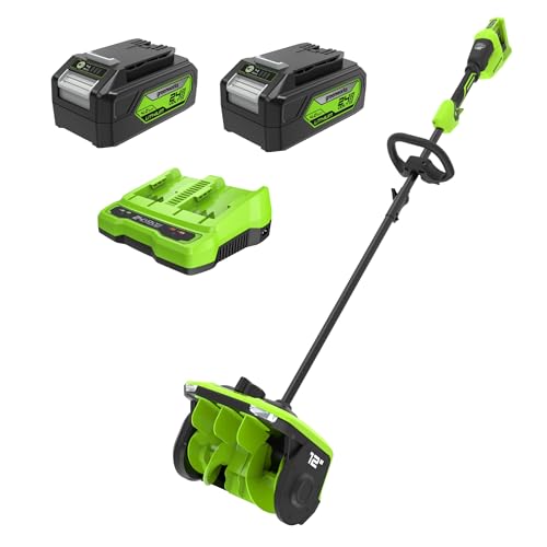 greenworks fresa spazzaneve a batteria (ioni di litio, 48v, larghezza di lavoro 30 cm, altezza neve max. 20 cm, con batteria e usb c 65w caricatore)