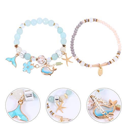 Amosfun Infantil Pulseira Sereia Pulseira Princesa Contas de Cristal Pulseira Kit de Joias Sob O Mar