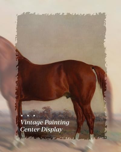 Image of HUARCEY Gold Framed Vintage Wall Art for Living Room, Animals Painting Prints Shelf Decor for Kitchen, Aesthetic Bedroom Wall Art, Best Gifts for Friends or Family - Ferghana horse 10L x 8W