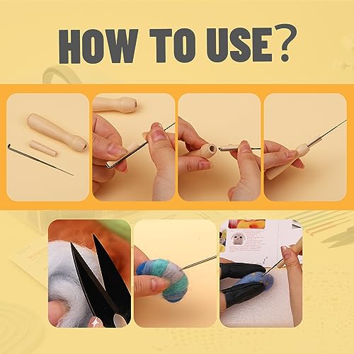 Needle Felting Kit, 24 Colors Wool Roving for Felting, Complete Needle Felting Starter Kit with Basic Felt Tools and Supplies Wool Fibre Hand Spinning Craft Wet Felting Material for Beginners 5g/Color