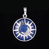 Sole & amp; Ciondolo Luna Pietra Naturale Onice Nero Viola Diaspro Rosso Sabbia Blu Perline di Quarzo per Creazione di Gioielli Collana Donna Uomo Gioielleria Vita Quotidiana,Lapislazzuli,Taglia Uni