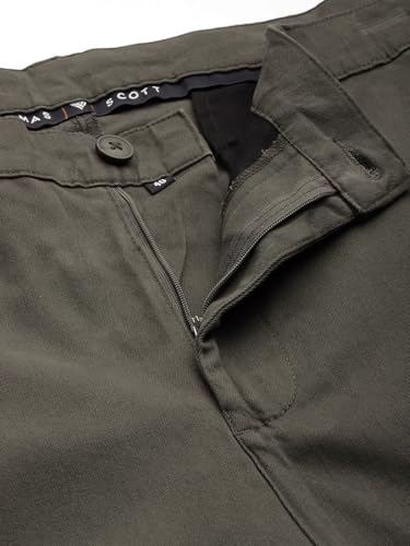 Image of Thomas Scott Men's Smart Plus Size Regular Fit Solid 100% Cotton Chinos Trouser with 4 Pockets | Woven Casual Pants
