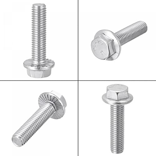 Image of uxcell M10x40mm Hex Serrated Flange Bolts Screws Metric Thread 304 Stainless Steel 6pcs