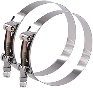 Glarks 2Pcs 63-71mm Stainless Steel T-Bolt Hose Clamps Turbo Intake Soft Hose Intercooler Clamps