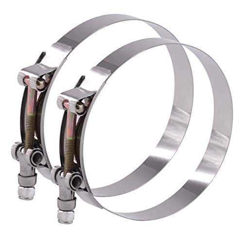 Glarks 2Pcs 108-116mm Stainless Steel T-Bolt Hose Clamps Turbo Intake Soft Hose Intercooler Clamps (108-116mm)