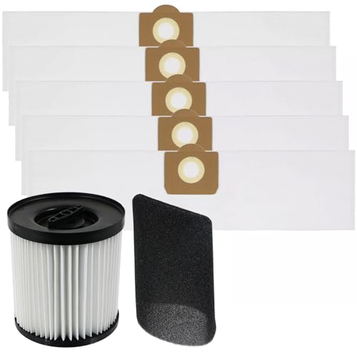 SPARES2GO Manchon de filtre à cartouche + 5 sacs à poussière SMS pour aspirateur Titan TTB774VAC TTB775VAC TTB776VAC TTB777VAC 16L 20L 30L 40L