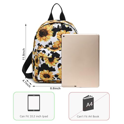 Girls Mini Backpack, Small Backpacks Purse for Women Teens Kids School Travel (Cow Print Sunflower)3