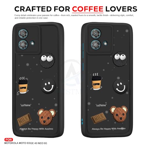 Image of AESTMO Back Case Cover for Moto Edge 40 Neo 5G Cover | Cute Fun Cartoon 3D Ball | Coffee Silicone Case | Full Body Protection | Camera Protection Back Cover for Moto Edge 40 Neo 5G (Black)