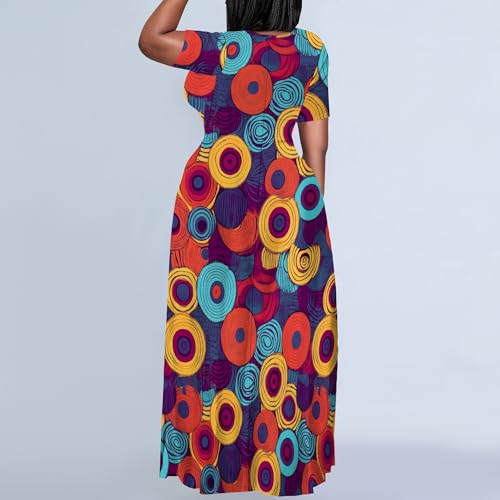 Image of PinkPatty Plus Size Maxi Dress for Women Summer Casual Short Sleeve Tshirt Dresses with Pockets (XL-6XL)