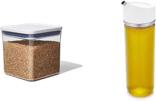 OXO Good Grips - Contenedor POP  Almacenamiento hermético de alimentos  2.8 cuartos de galón para arroz, azúcar y más y Good Grips Dispensador de