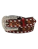 Angel Ranch Women's Sunflower Cactus Belt Brown Small