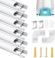 LED Aluminium Profil 12 x 1m LED Aluminium Profil mit Weiß Milchige Abdeckung, Endkappen, und Montageklammer für LED-Streifen (U-profil-silbrig-12m)LED-Streifen Nicht Im Lieferumfang Enthalten