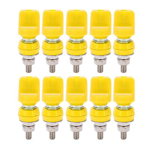 Borne d'alimentation, bornier J.50019 (1) avec fiche banane 4 mm pour électronique pour équipement électronique pour camping-car(jaune)