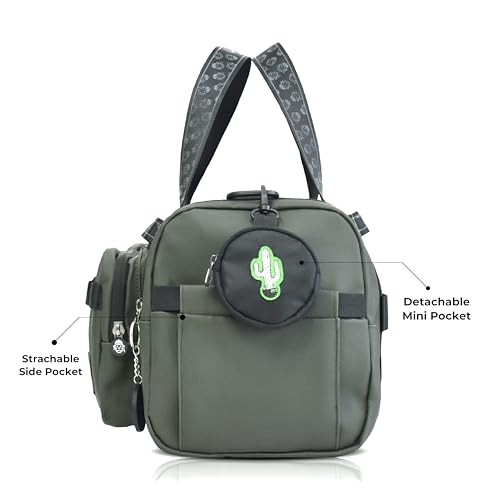 Image of MONKEY TROOPERS Spidey Lux Olive Gym Duffle Bag for Men & Women, 30.4L | Water-Resistant Reverse Polyester, Shoe Compartment, Bottle Slot, Organiser Pockets, Luggage Strap, Gym, Sports & Short Trips