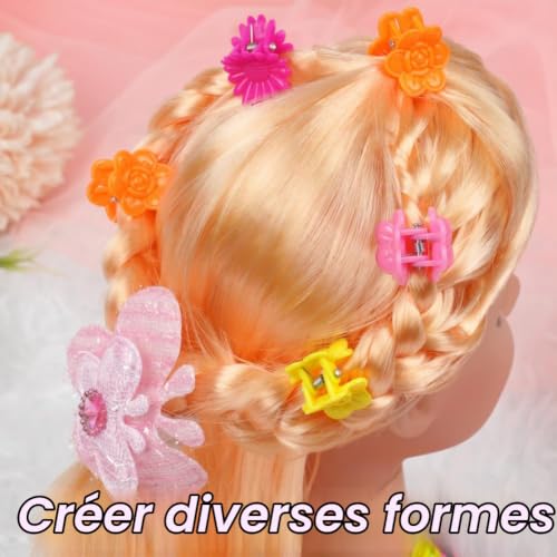 HOTUT Tête à Coiffer avec Accessoires de Coiffure et Maquillage - Ensemble de 21 Pièces pour Enfant, Jouet d'Imitation Coiffeuse Cadeau Jouet Modèle – vue 3