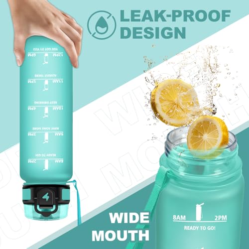 Miniatura 3 de Botella Agua 500ml, Cantimplora Infantil con Filtro, a Prueba de Fugas, Fácil de Limpiar, Cantimplora Motivadora con Marca de Tiempo, para la Escuela, Oficina, Deportes, Bicicleta, Senderismo