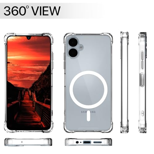 Image of Amazon Basics Back Cover for Samsung Galaxy F70e 5G | M07 | F07 | A07 | A07 5G Mag-Safe Shockproof PC + TPU Protective Case Magnetic Support Bumper Case (Transparent Mag-Safe)